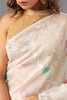 Cream Color Organza Woven Saree