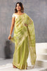 Green Color Organza Tissue Golden Zari Woven Saree