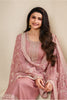 Pink Color Silk Embroidered & Swarovski Work Unstitched Suit Material