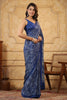 Blue Color Crepe Printed Saree