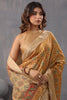 Mustard Colour Cotton Printed Saree With Stunning Woven Border