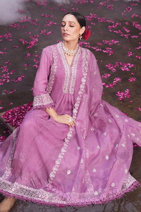 Mauve Color Chanderi Embroidered Anarkali Suit