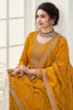 Mustard Color Silk Zari Embroidered Semi-Stitched Suit Material