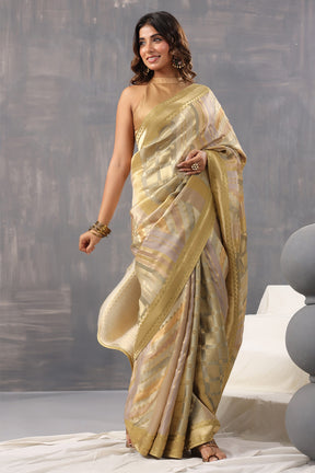 Olive Green Color Crepe Silk Woven Saree