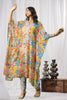 Grey & Mustard Color Muslin Printed Kaftan Set