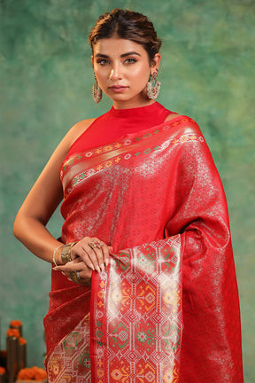 Red Color Woven Silk Saree