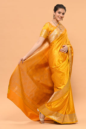 Mustard Color Zari Woven Banarasi Silk Woven