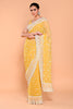 Pale Yellow Color Embroidered Crush Tissue Saree