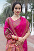 Fuchsia Pink Color Pathani Work Silk Saree