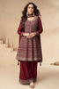 Maroon Color Crepe Embroidered Suit With Palazzo