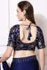 Navy Blue Color Satin Worked Satin Saree with Readymade Woven Blouse