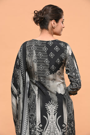 Black Color Muslin Printed Suit