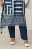 Dark Blue Color Chanderi Soft Cotton Printed Long Kurta Set