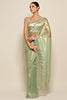 Mint Green Color Mantellic Tissue Embroidered Saree