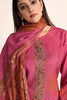 Deep Rose Color Spun Embroidered and Printed Unstitched Suit Material