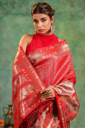 Red Color Woven Silk Saree