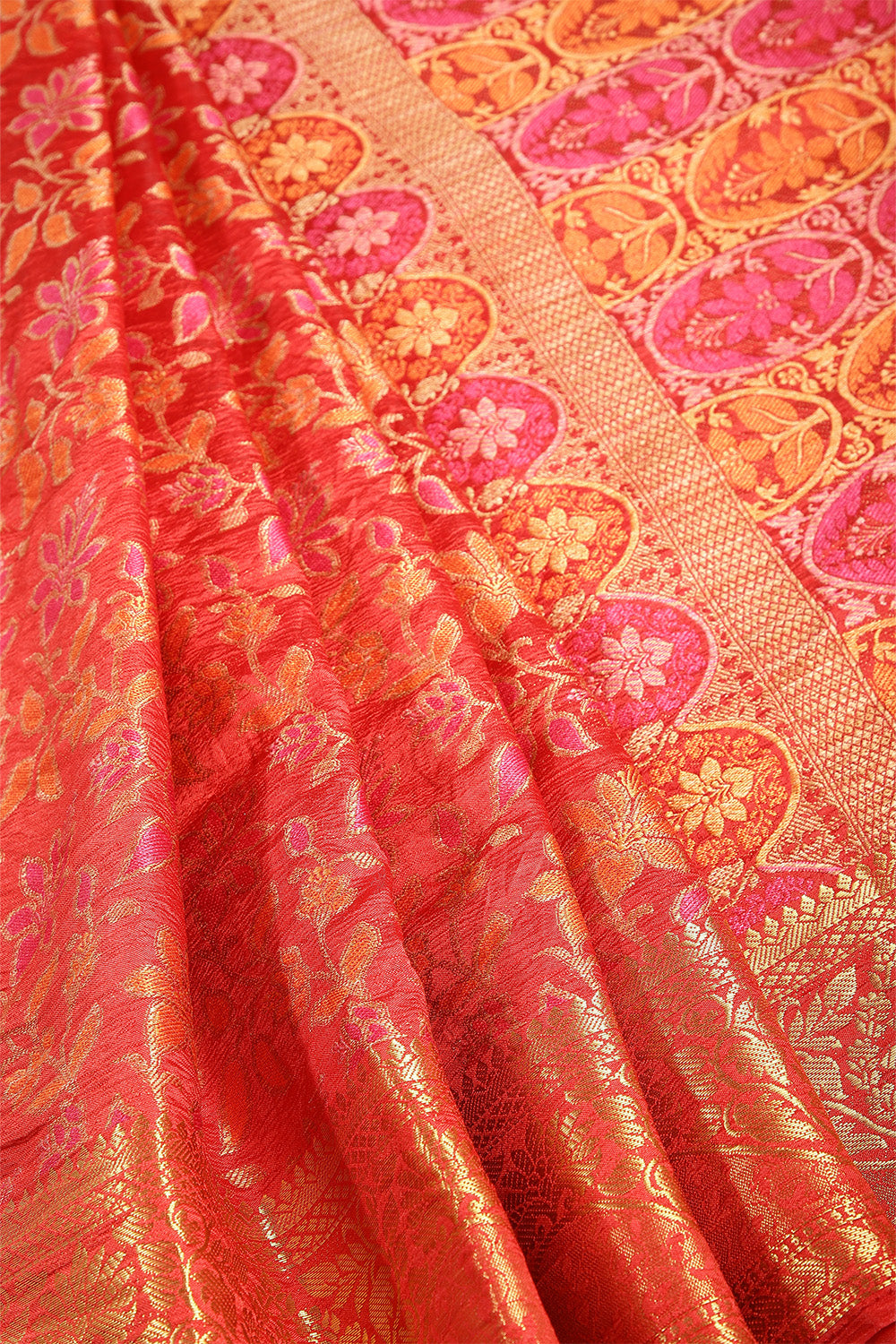 Red Color Tussar Woven Silk Saree