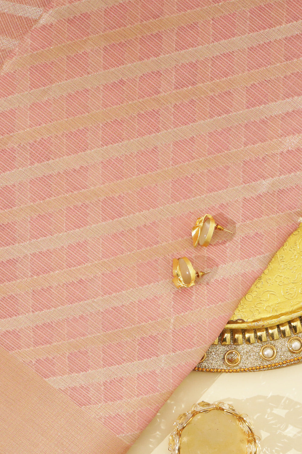 Pink Color Cotton Silk Woven Saree