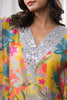 Grey & Mustard Color Muslin Printed Kaftan Set