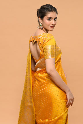 Mustard Color Zari Woven Banarasi Silk Woven