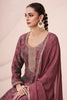 Light Maroon Color Chinon Silk Printed and Embroidered Unstitched Suit Material