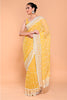 Pale Yellow Color Embroidered Crush Tissue Saree