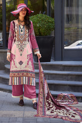 Raspberry Rose & Pink Color Digital Printed Spun Unstitched Suit Material