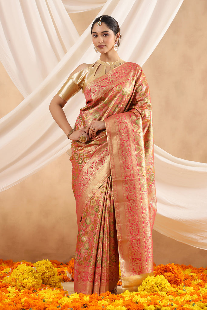 Orange Pathani Silk Saree With Beautiful Pallu – Bahuji - Online Fashion &  Lifestyle Store