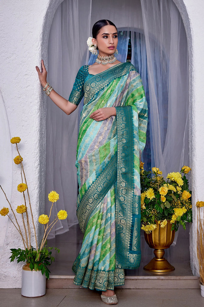 Gorgeous Turquoise Blue Georgette saree - sr12161