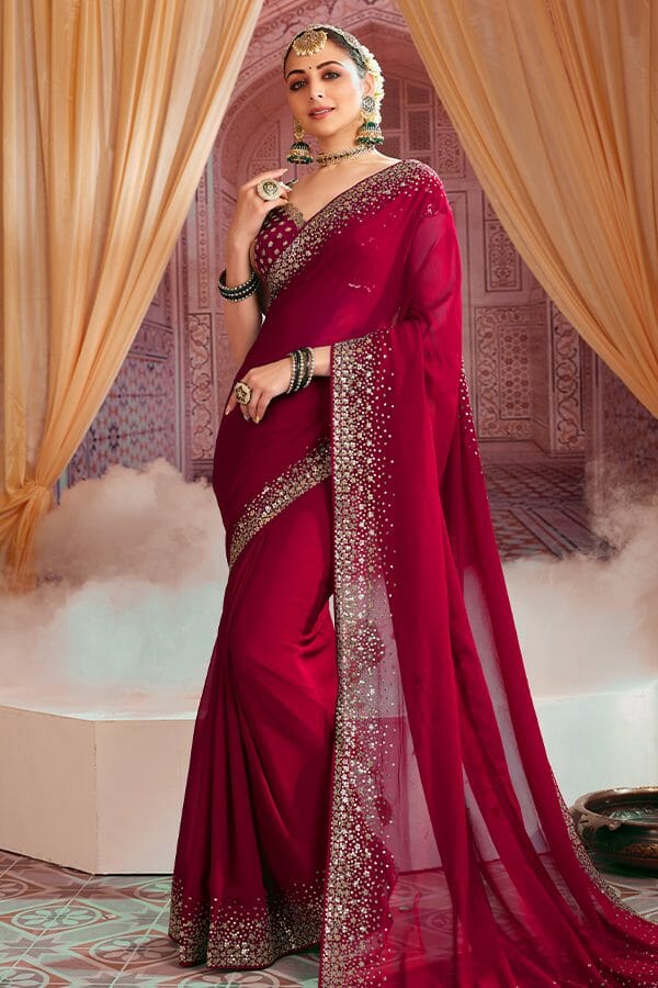 Red Colour Georgette Saree.