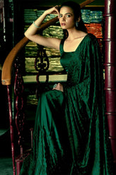 Green Colour Satin Saree.