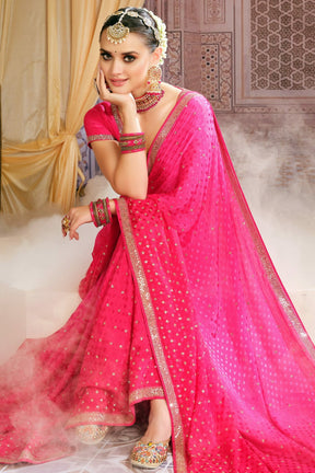 Fuchsia Pink Shaded Georgette Saree.