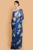 Blue Chiffon Printed Saree.