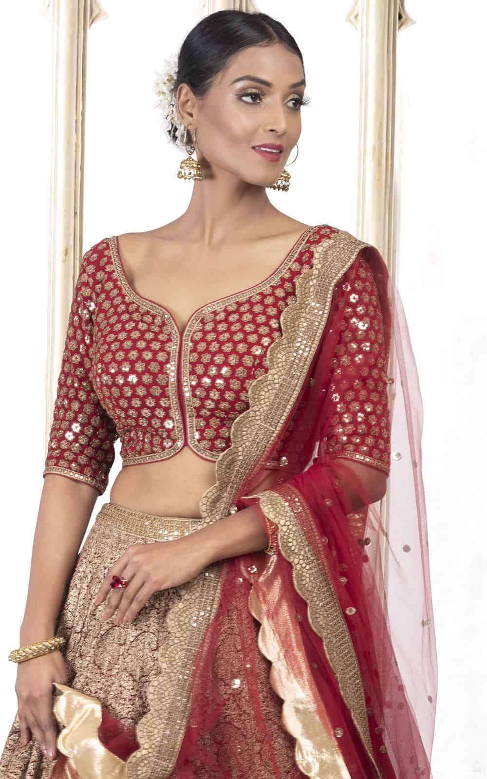 Maroon Colour Bridal Georgette Lehenga.