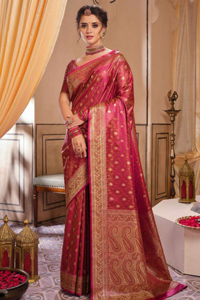 Magenta Pink Banarasi Silk Saree With Zari Weaving Work – Bahuji - Online  Fashion & Lifestyle Store