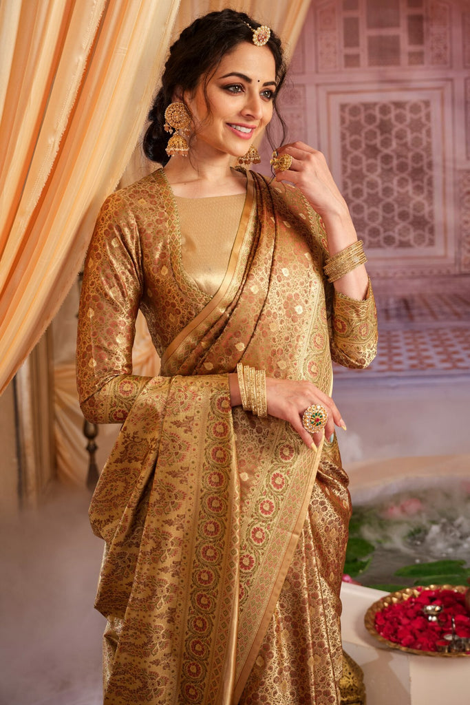 Buy Gold Shivi Blouse with Metallic 2.0 Sari by Designer 431-88 BY SHWETA  KAPUR Online at Ogaan.com