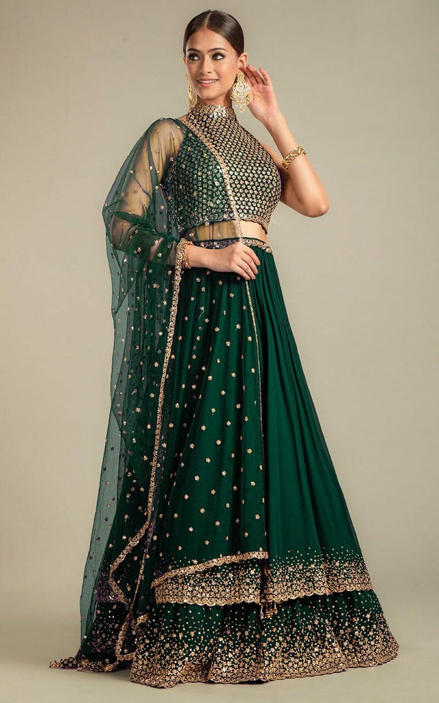 Anouk Red & Sea Green Embroidered Ready to Wear Lehenga & Blouse with  Dupatta Price in India, Full Specifications & Offers | DTashion.com