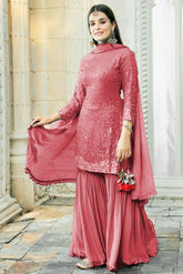 Mauve Colour Georgette Gharara Suit.